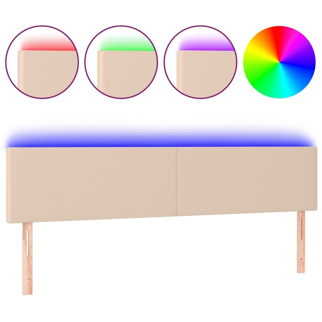 Zagłówek do łóżka z LED, cappuccino, 180x5x78/88 cm, ekoskóra Lumarko!