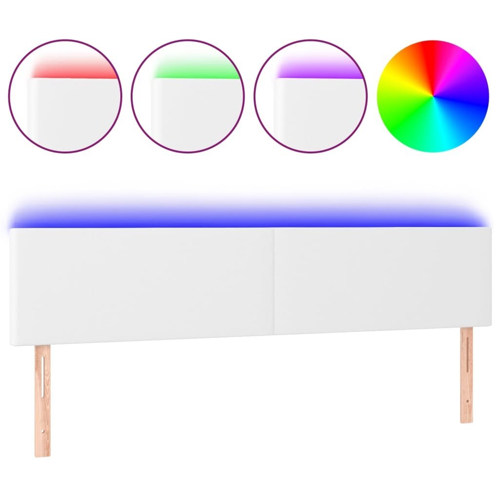 Zagłówek do łóżka z LED, biały, 200x5x78/88 cm, sztuczna skóra Lumarko!