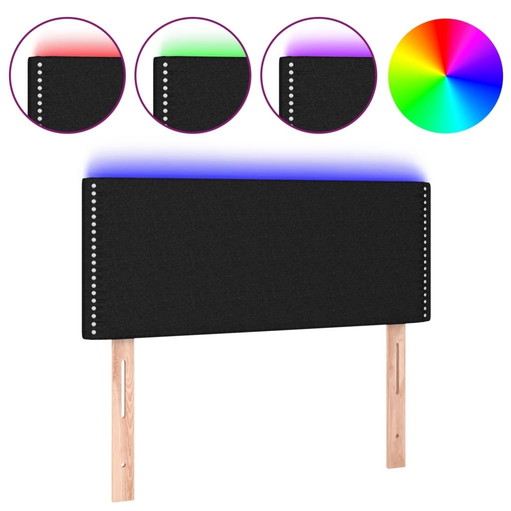 Zagłówek do łóżka z LED, czarny, 100x5x78/88 cm, tkanina Lumarko!