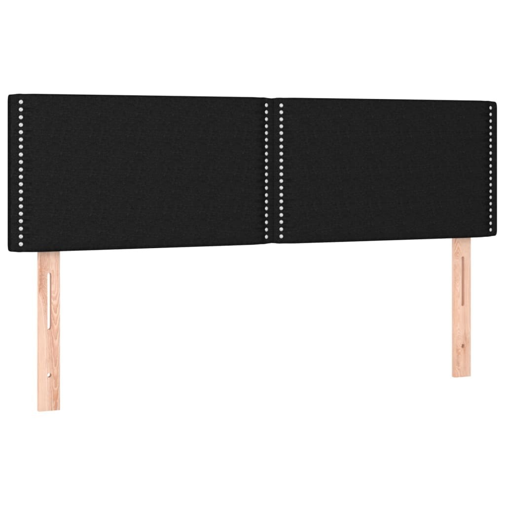 Zagłówek do łóżka z LED, czarny, 144x5x78/88 cm, tkanina Lumarko!