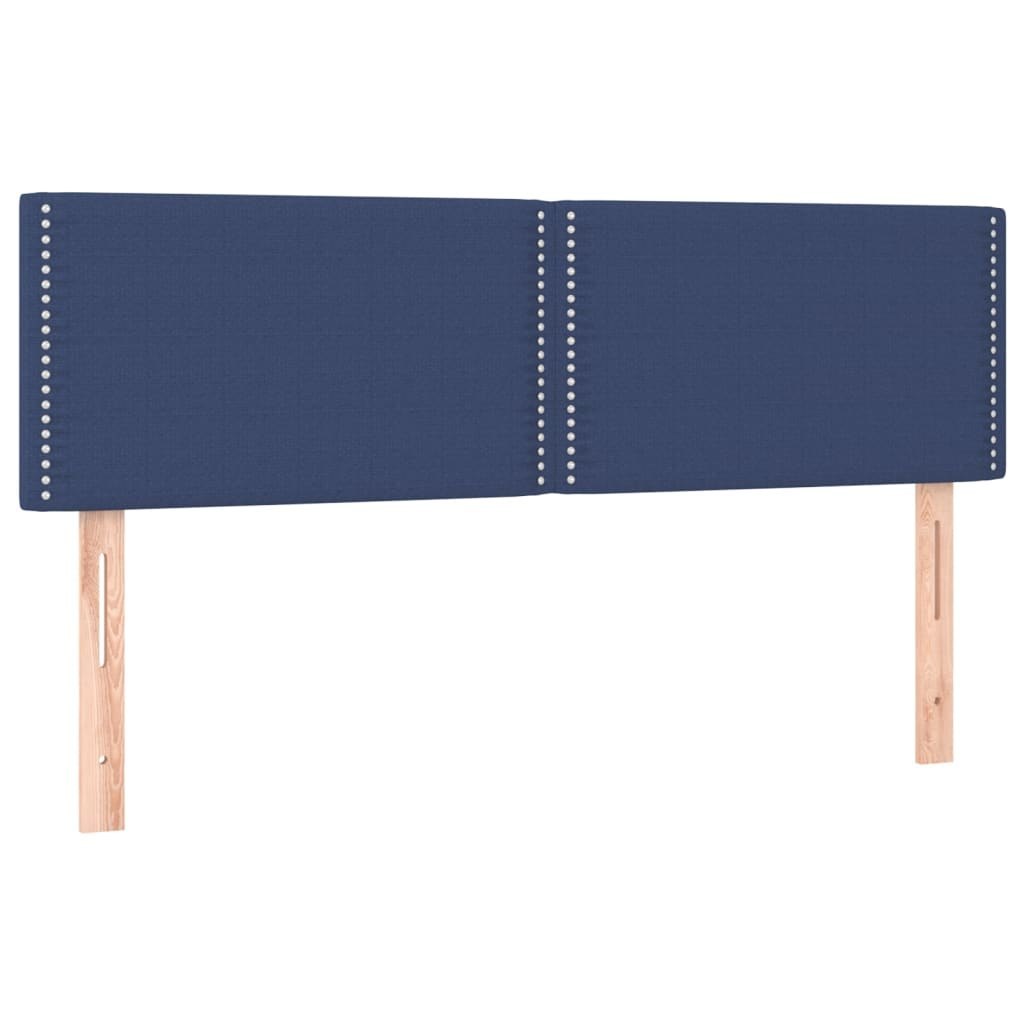 Zagłówek do łóżka z LED, niebieski, 144x5x78/88 cm, tkanina Lumarko!
