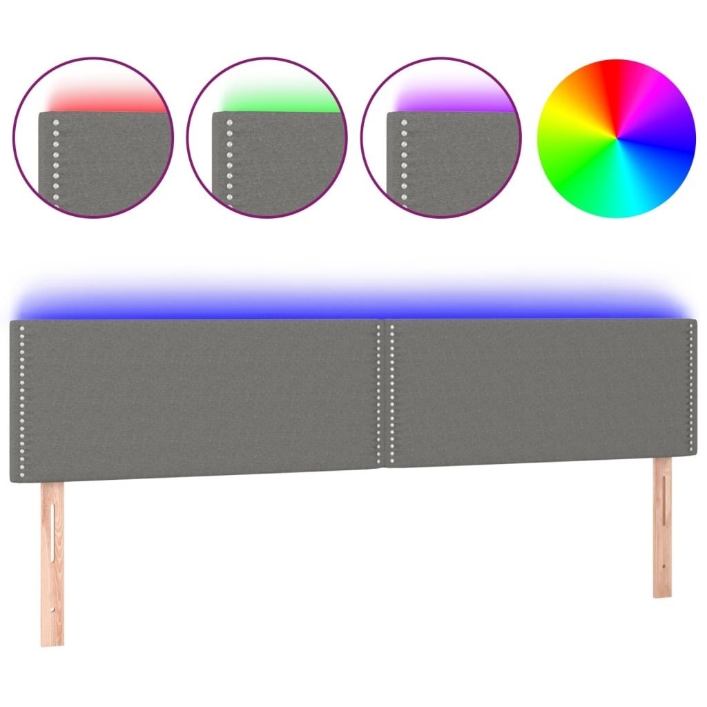 Zagłówek do łóżka z LED, ciemnoszary, 180x5x78/88 cm, tkanina Lumarko!