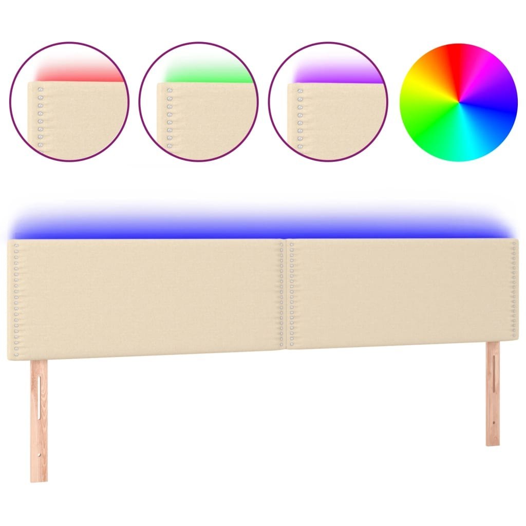 Zagłówek do łóżka z LED, kremowy, 180x5x78/88 cm, tkanina Lumarko!
