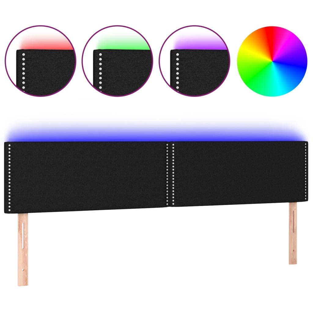 Zagłówek do łóżka z LED, czarny, 200x5x78/88 cm, tkanina Lumarko!