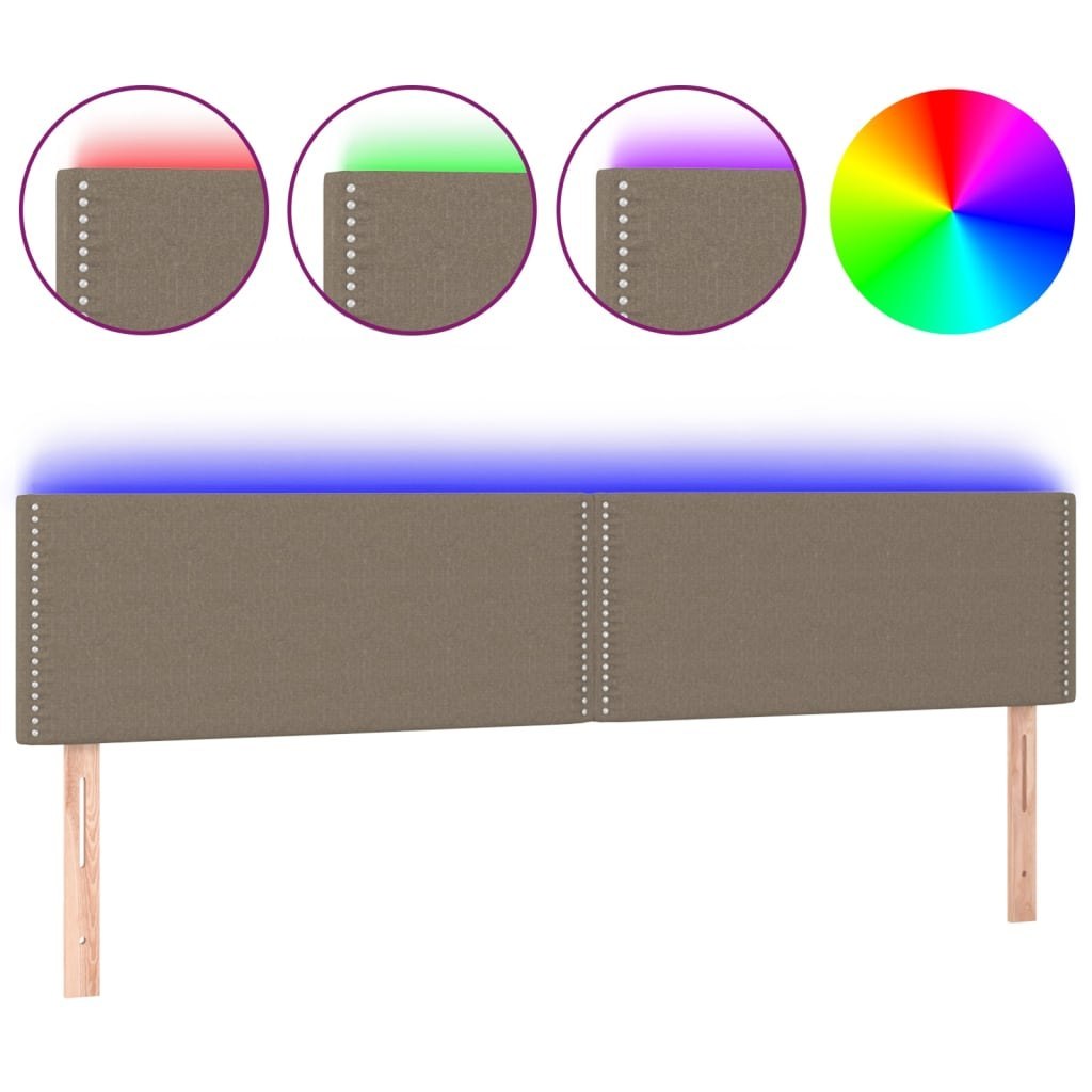 Zagłówek do łóżka z LED, taupe, 200x5x78/88 cm, tkanina Lumarko!