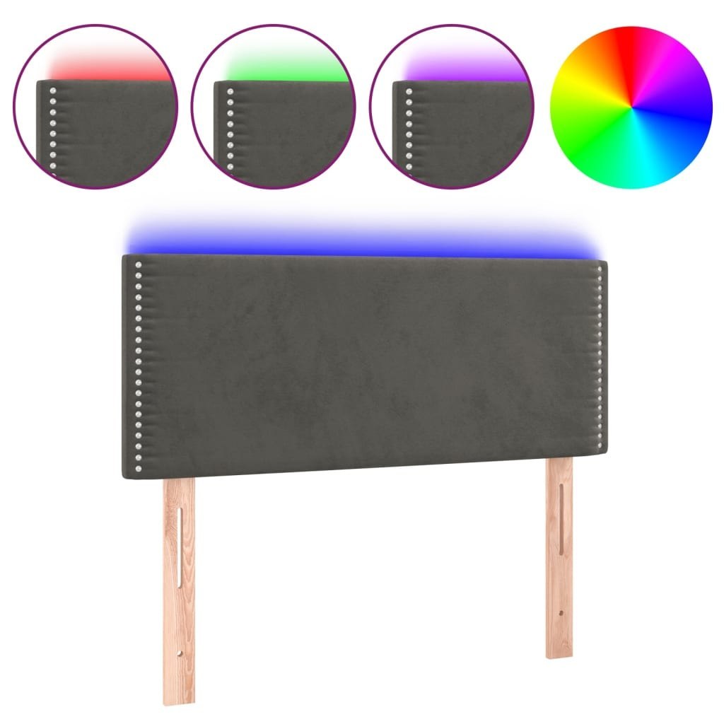 Zagłówek do łóżka z LED, ciemnoszary, 100x5x78/88 cm, aksamit Lumarko!