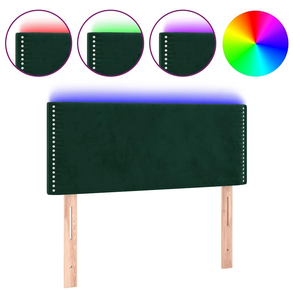 Zagłówek do łóżka z LED, ciemnozielony, 100x5x78/88 cm, aksamit Lumarko!