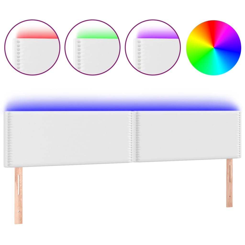 Zagłówek do łóżka z LED, biały, 200x5x78/88 cm, sztuczna skóra Lumarko!