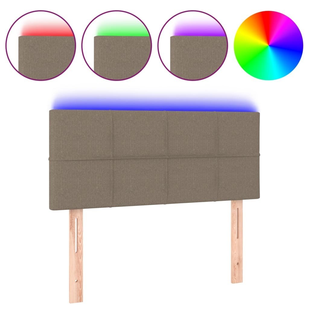 Zagłówek do łóżka z LED, taupe, 100x5x78/88 cm, tkanina Lumarko!