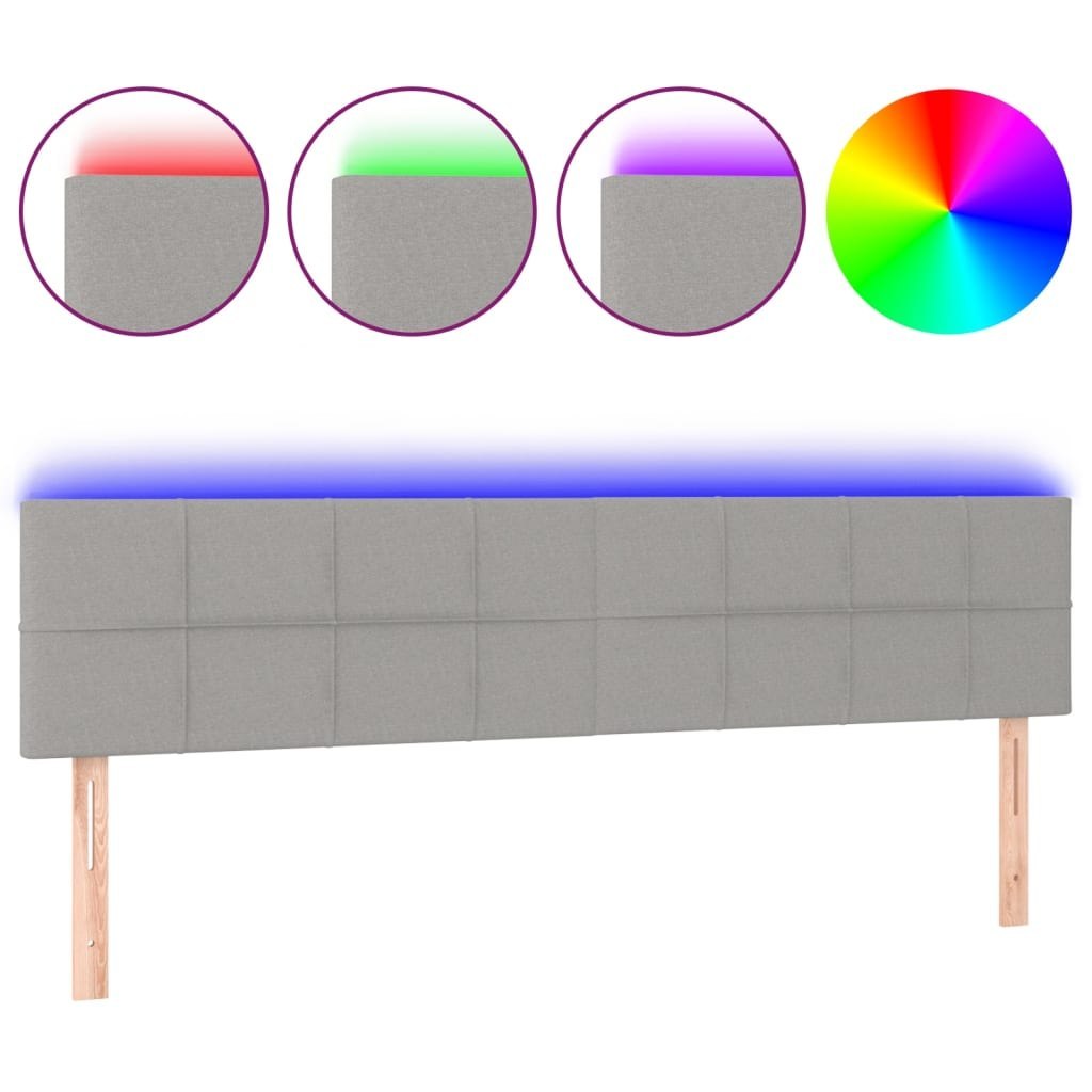 Zagłówek do łóżka z LED, jasnoszary, 180x5x78/88 cm, tkanina Lumarko!