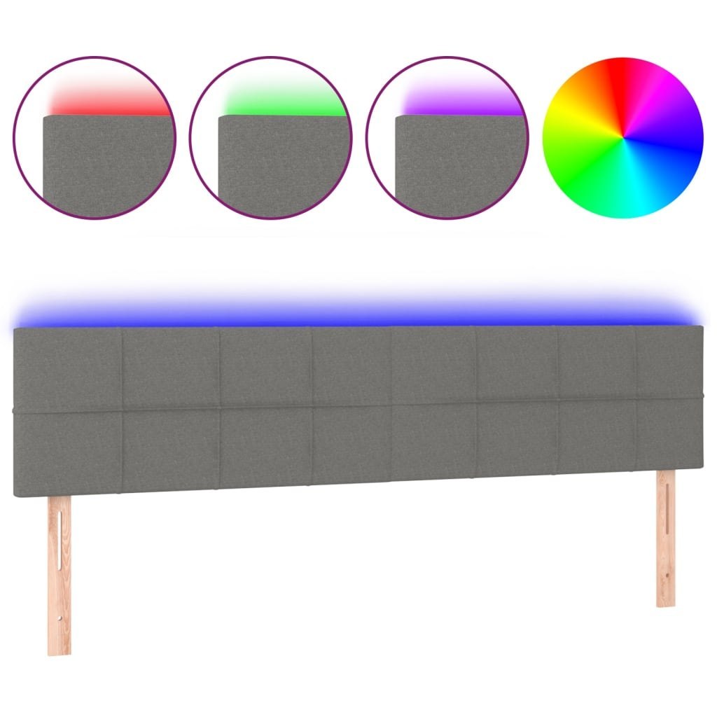 Zagłówek do łóżka z LED, ciemnoszary, 180x5x78/88 cm, tkanina Lumarko!