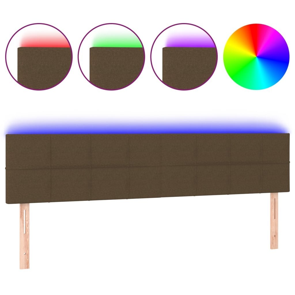 Zagłówek do łóżka z LED, ciemnobrązowy, 180x5x78/88 cm, tkanina Lumarko!