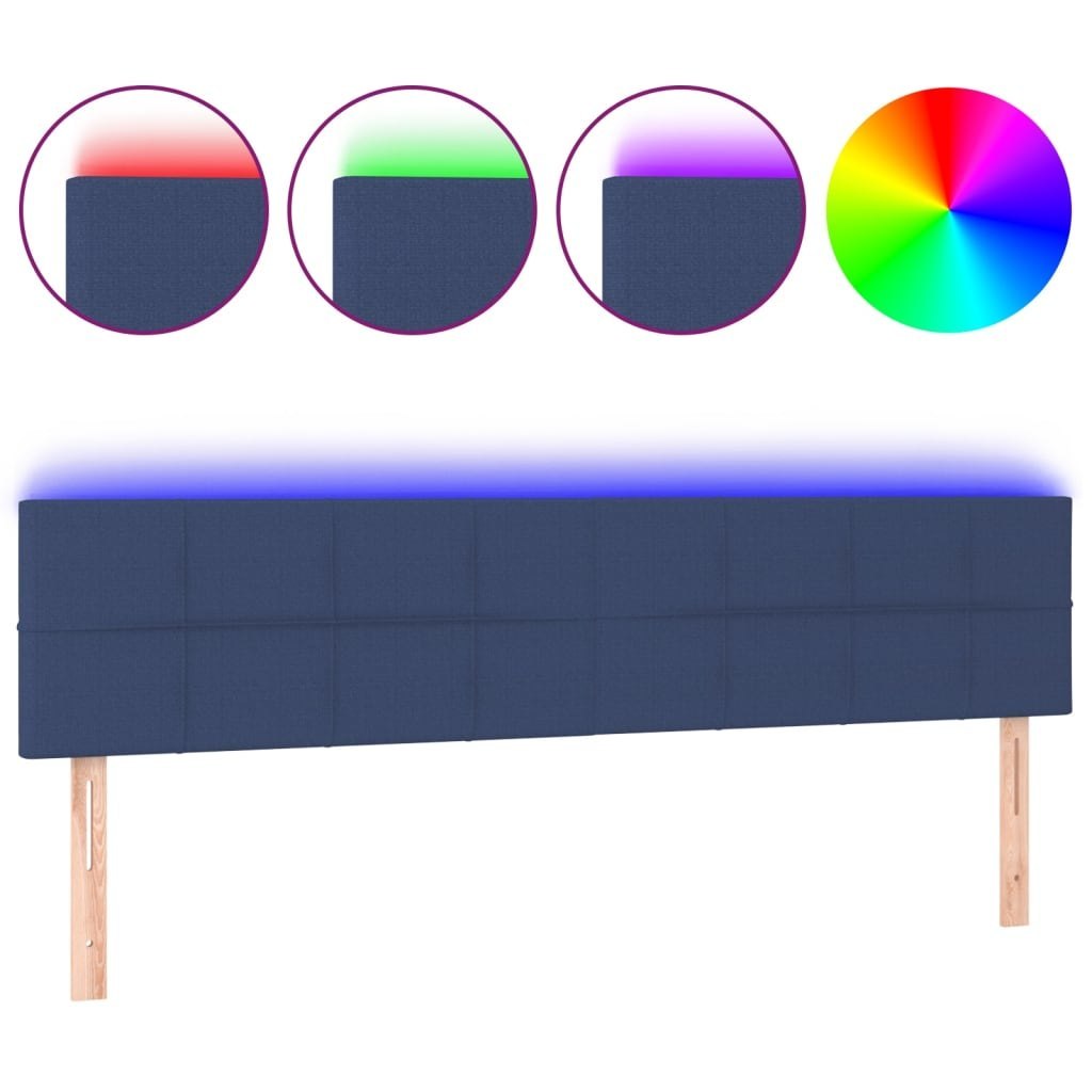 Zagłówek do łóżka z LED, niebieski, 180x5x78/88 cm, tkanina Lumarko!