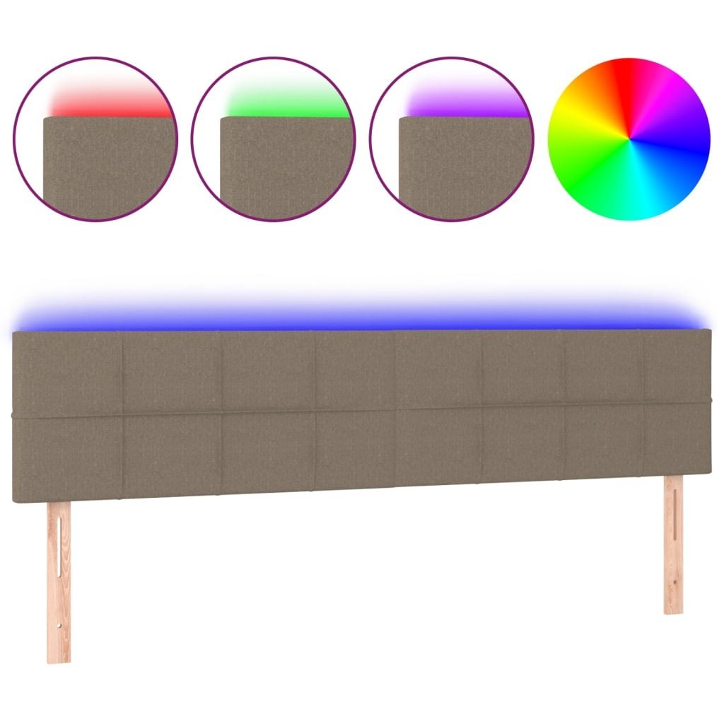 Zagłówek do łóżka z LED, taupe, 200x5x78/88 cm, tkanina Lumarko!