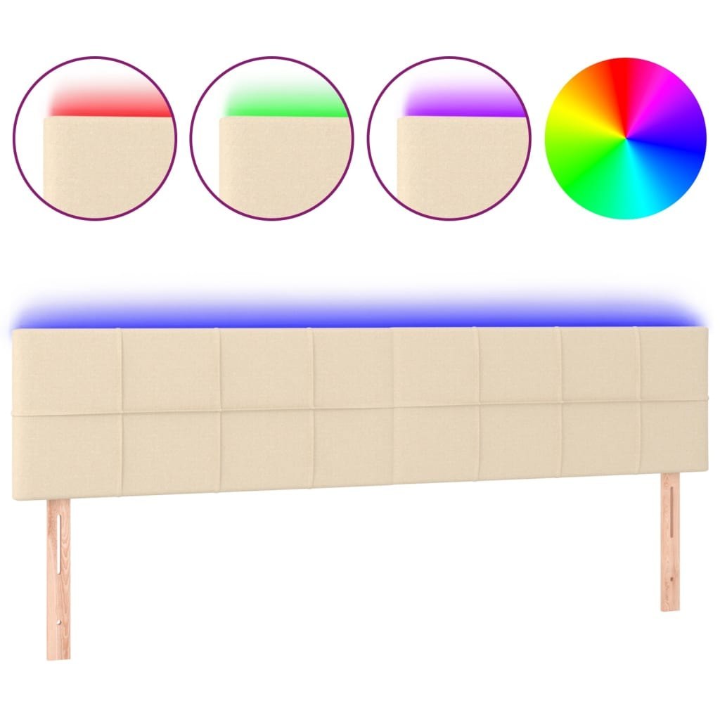 Zagłówek do łóżka z LED, kremowy, 200x5x78/88 cm, tkanina Lumarko!
