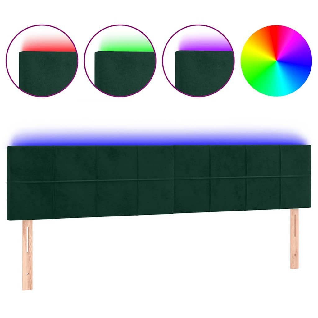 Zagłówek do łóżka z LED, ciemnozielony, 180x5x78/88 cm, aksamit Lumarko!