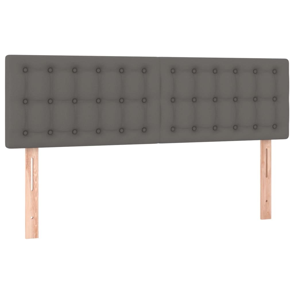Zagłówek do łóżka z LED, szary, 144x5x78/88 cm, sztuczna skóra Lumarko!