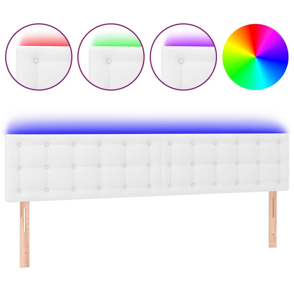 Zagłówek do łóżka z LED, biały, 180x5x78/88 cm, sztuczna skóra Lumarko!