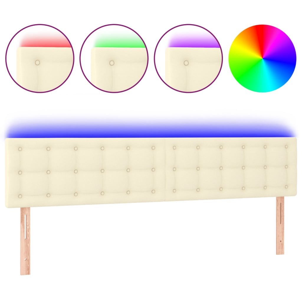 Zagłówek do łóżka z LED, kremowy, 180x5x78/88cm, sztuczna skóra Lumarko!