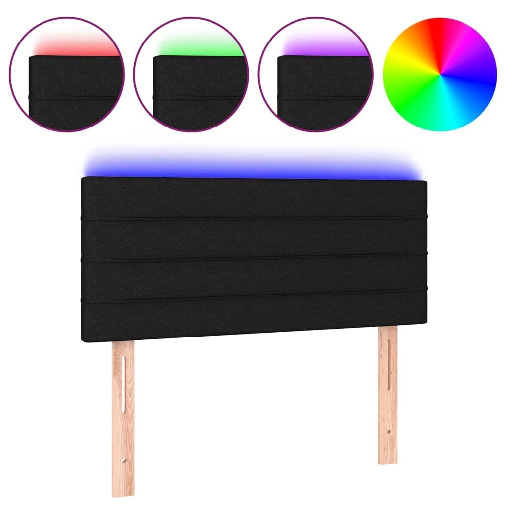 Zagłówek do łóżka z LED, czarny, 80x5x78/88 cm, tkanina Lumarko!
