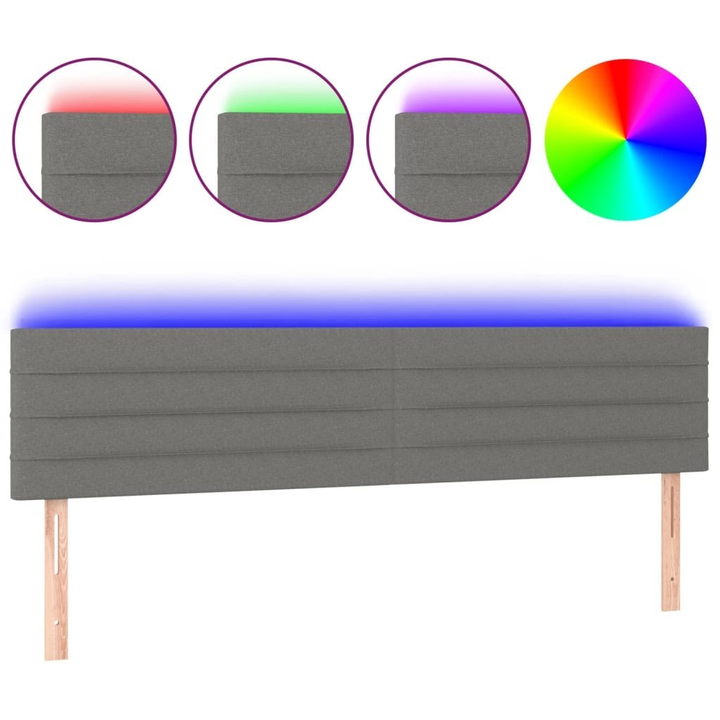 Zagłówek do łóżka z LED, ciemnoszary, 200x5x78/88 cm, tkanina Lumarko!