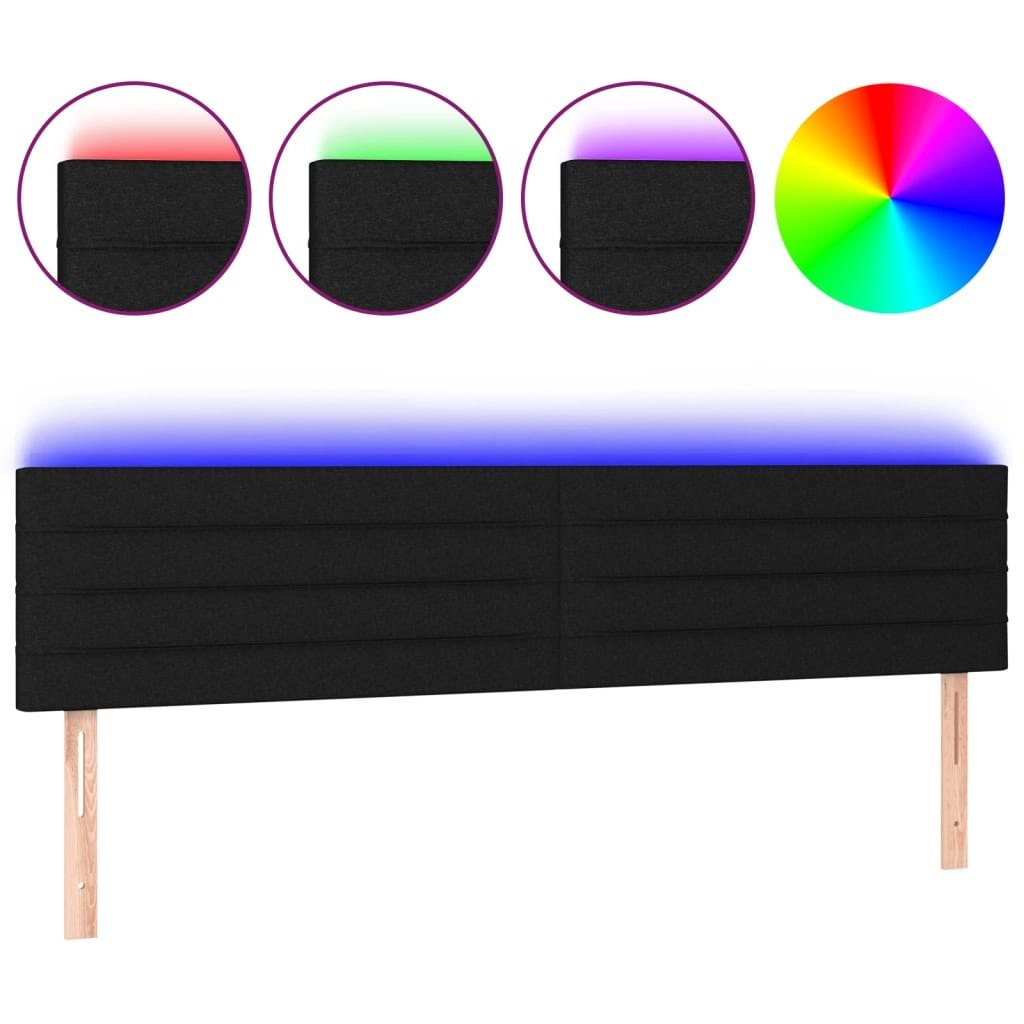 Zagłówek do łóżka z LED, czarny, 200x5x78/88 cm, tkanina Lumarko!
