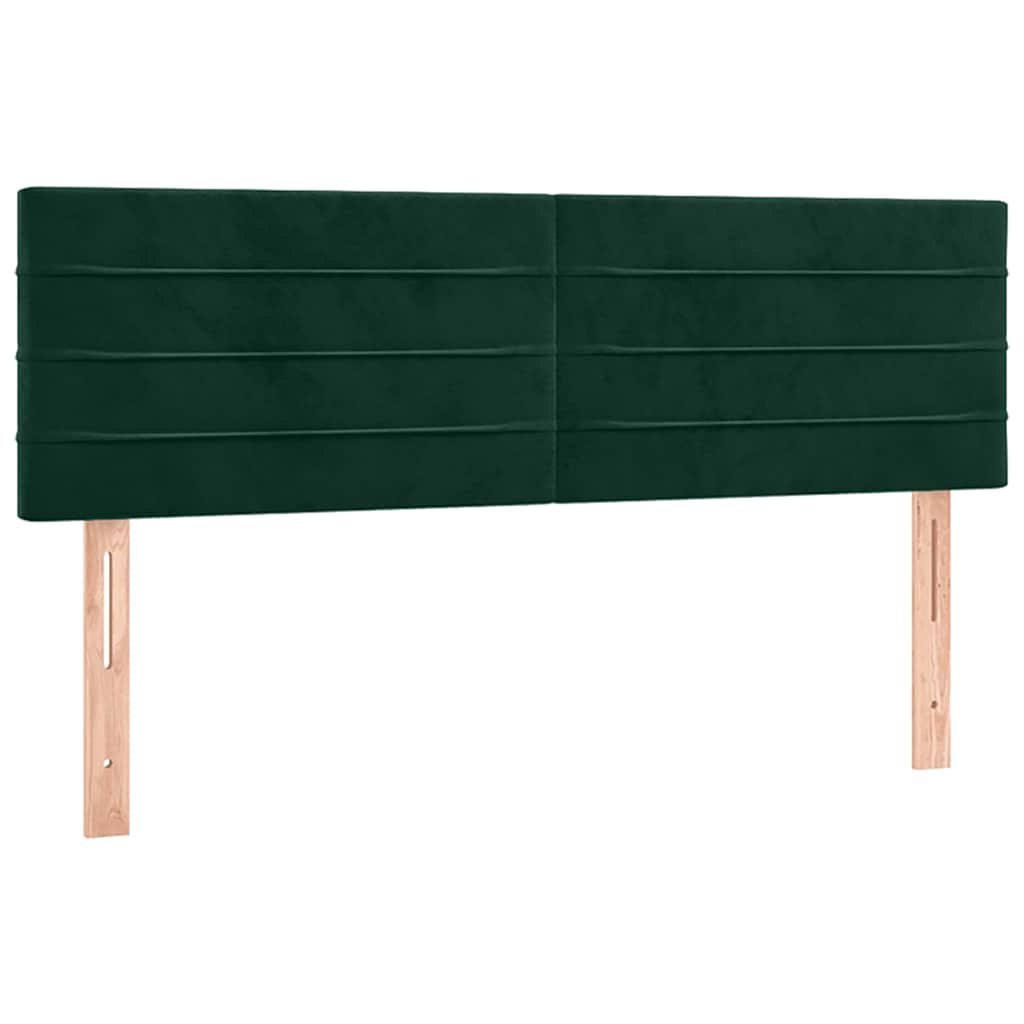 Zagłówek do łóżka z LED, ciemnozielony, 144x5x78/88 cm, aksamit Lumarko!