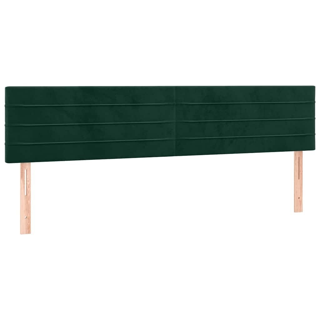 Zagłówek do łóżka z LED, ciemnozielony, 200x5x78/88 cm, aksamit Lumarko!