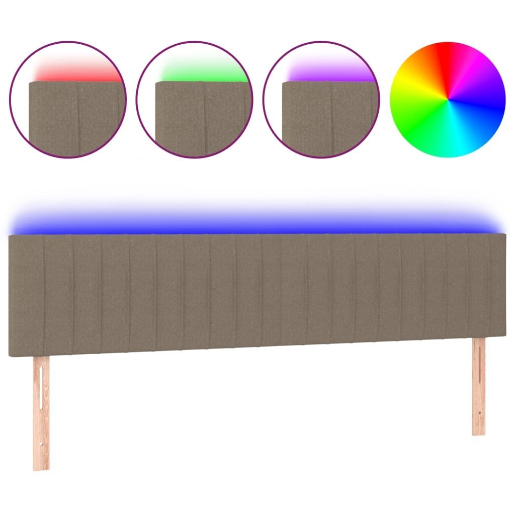 Zagłówek do łóżka z LED, taupe, 160x5x78/88 cm, tkanina Lumarko!