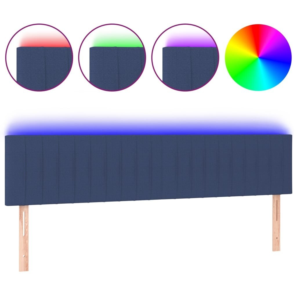 Zagłówek do łóżka z LED, niebieski, 160x5x78/88 cm, tkanina Lumarko!