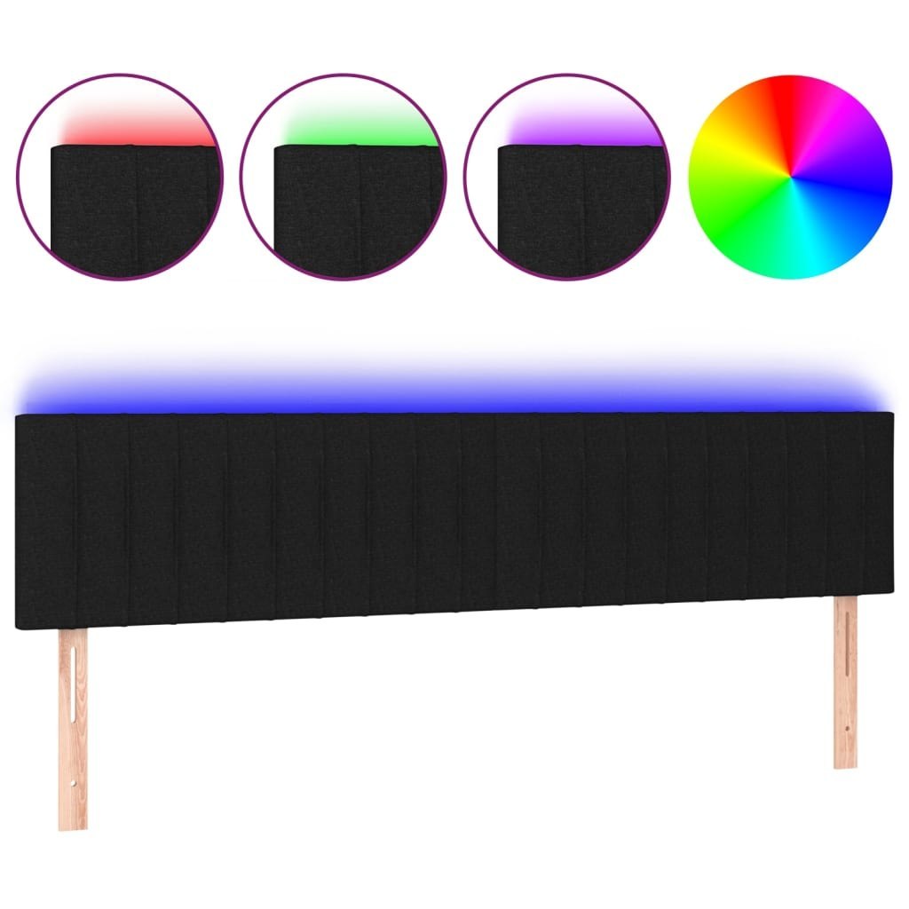 Zagłówek do łóżka z LED, czarny, 200x5x78/88 cm, tkanina Lumarko!