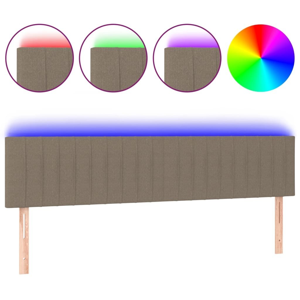 Zagłówek do łóżka z LED, taupe, 200x5x78/88 cm, tkanina Lumarko!