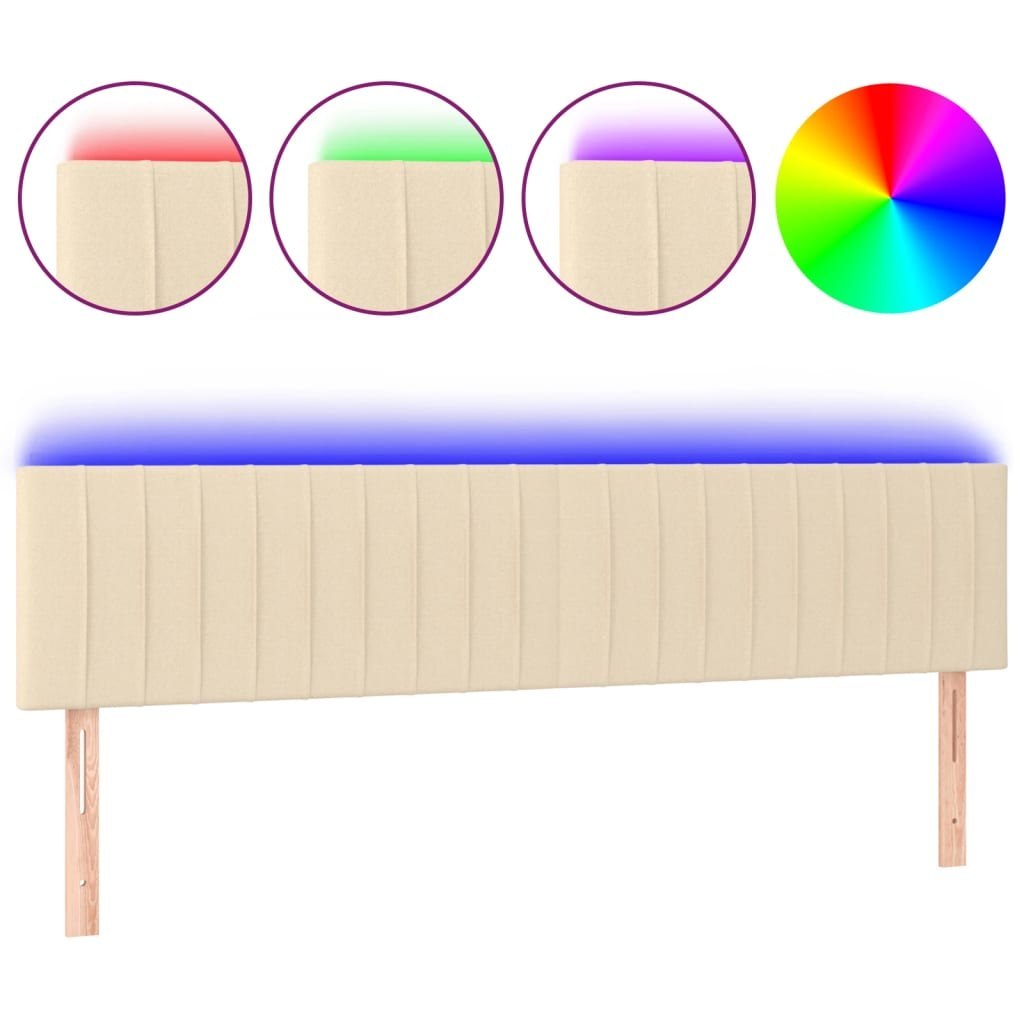 Zagłówek do łóżka z LED, kremowy, 200x5x78/88 cm, tkanina Lumarko!