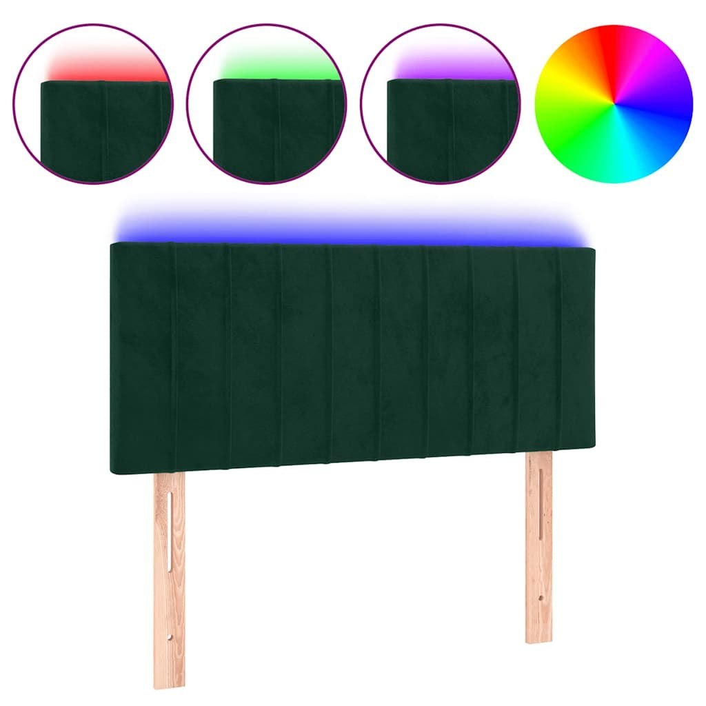 Zagłówek do łóżka z LED, ciemnozielony, 100x5x78/88 cm, aksamit Lumarko!