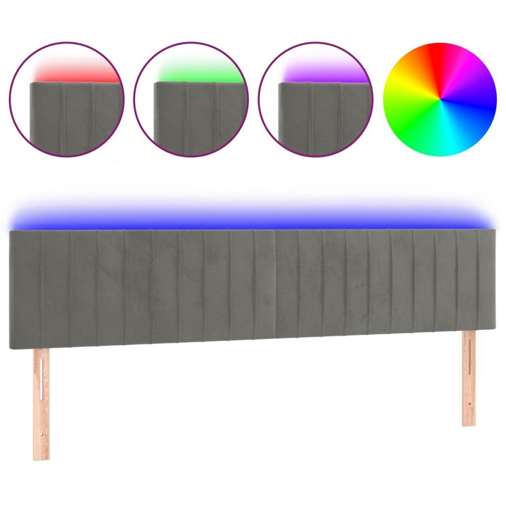 Zagłówek do łóżka z LED, jasnoszary, 160x5x78/88 cm, aksamit Lumarko!