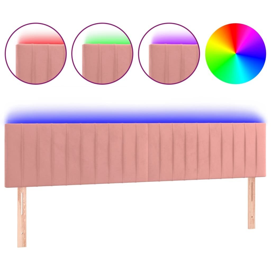 Zagłówek do łóżka z LED, różowy, 180x5x78/88 cm, aksamit Lumarko!