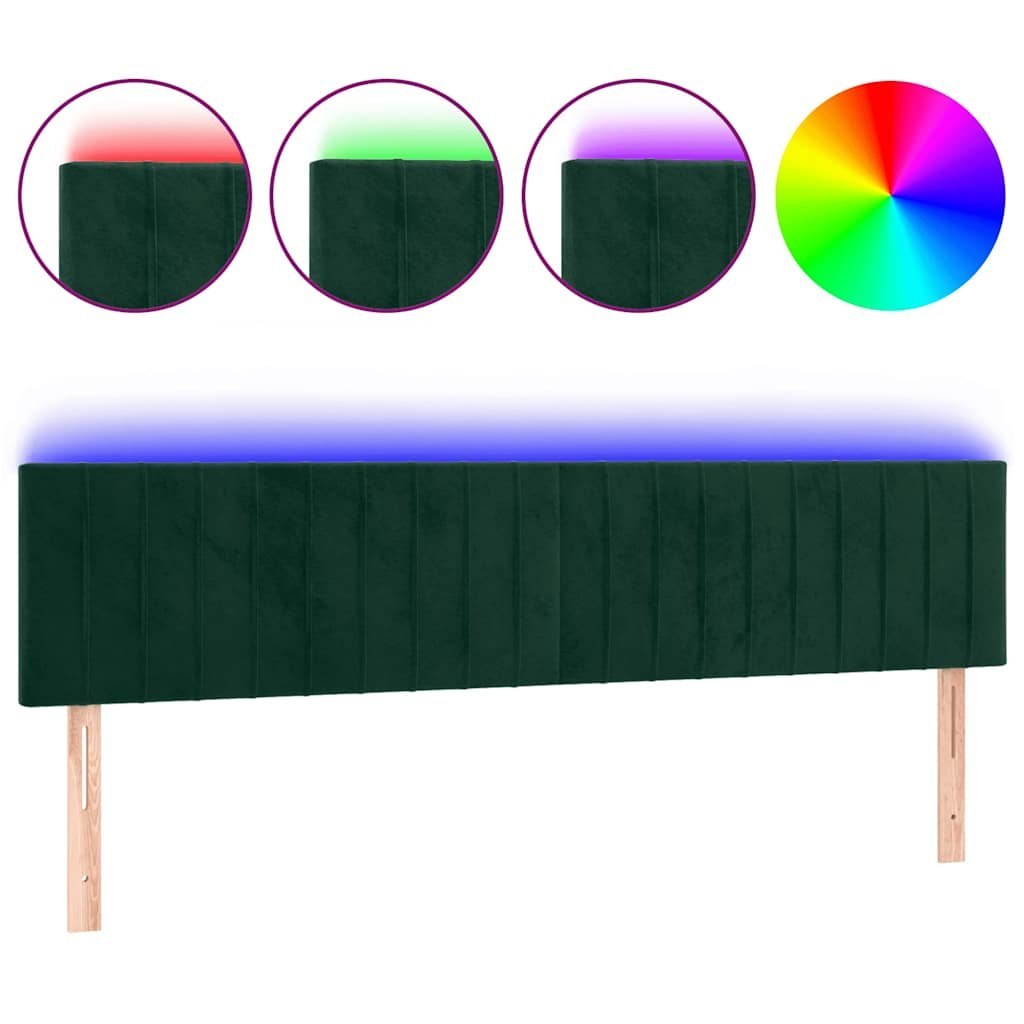 Zagłówek do łóżka z LED, ciemnozielony, 200x5x78/88 cm, aksamit Lumarko!