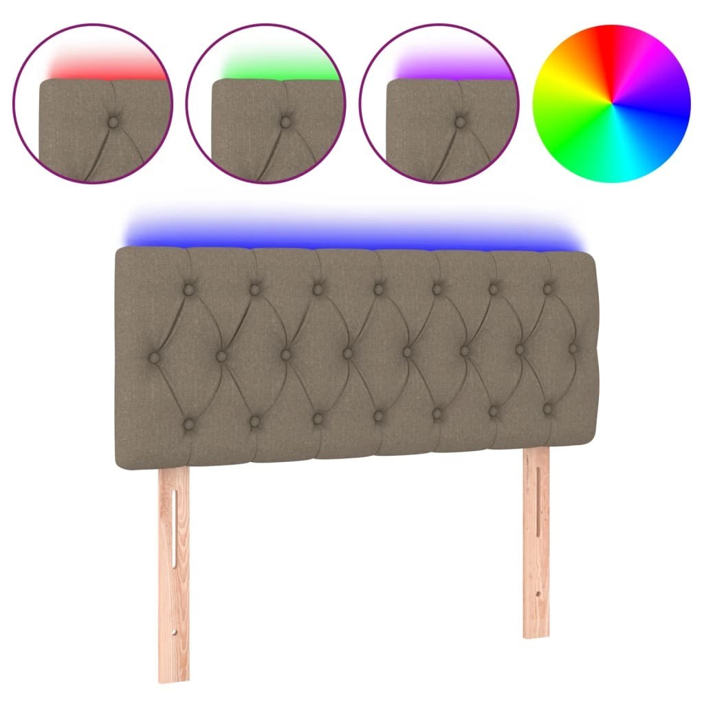 Zagłówek do łóżka z LED, taupe, 90x7x78/88 cm, tkanina Lumarko!