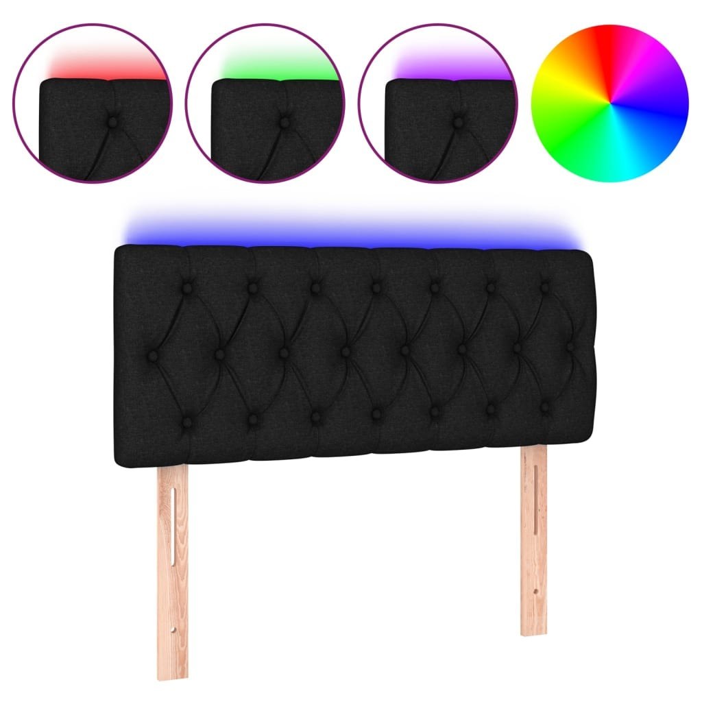 Zagłówek do łóżka z LED, czarny, 100x7x78/88 cm, tkanina Lumarko!