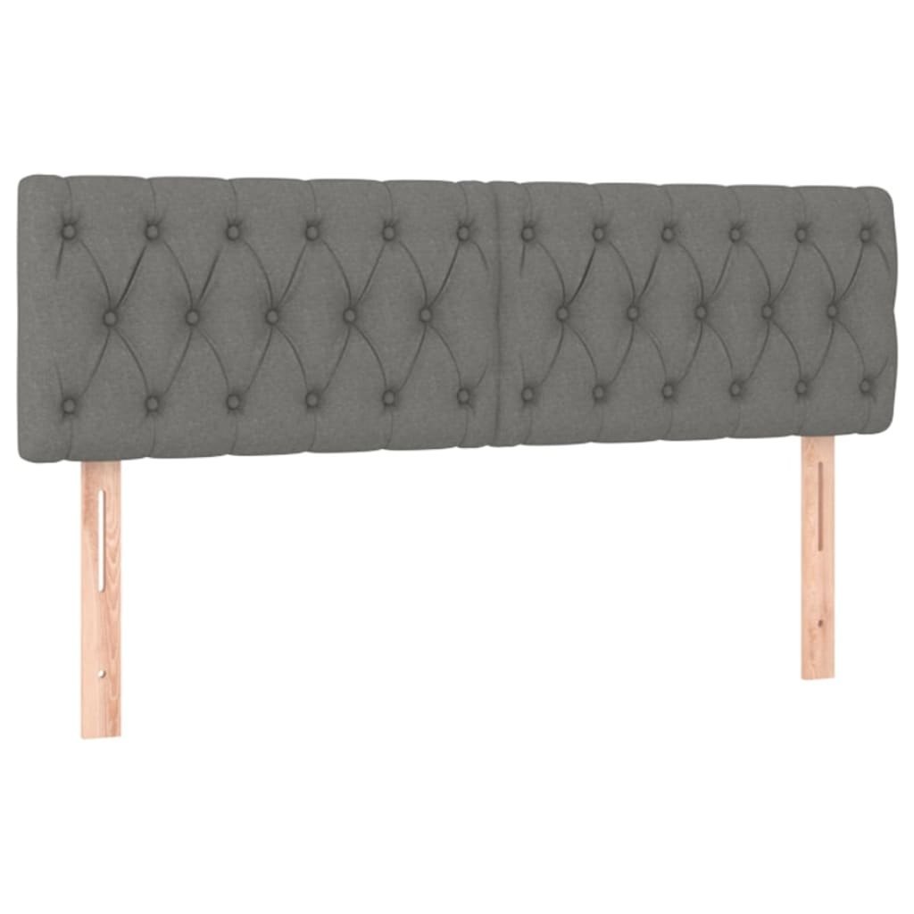 Zagłówek do łóżka z LED, ciemnoszary, 144x7x78/88 cm, tkanina Lumarko!