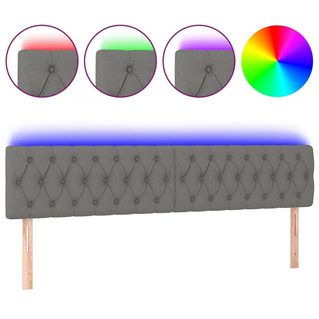 Zagłówek do łóżka z LED, ciemnoszary, 180x7x78/88 cm, tkanina Lumarko!