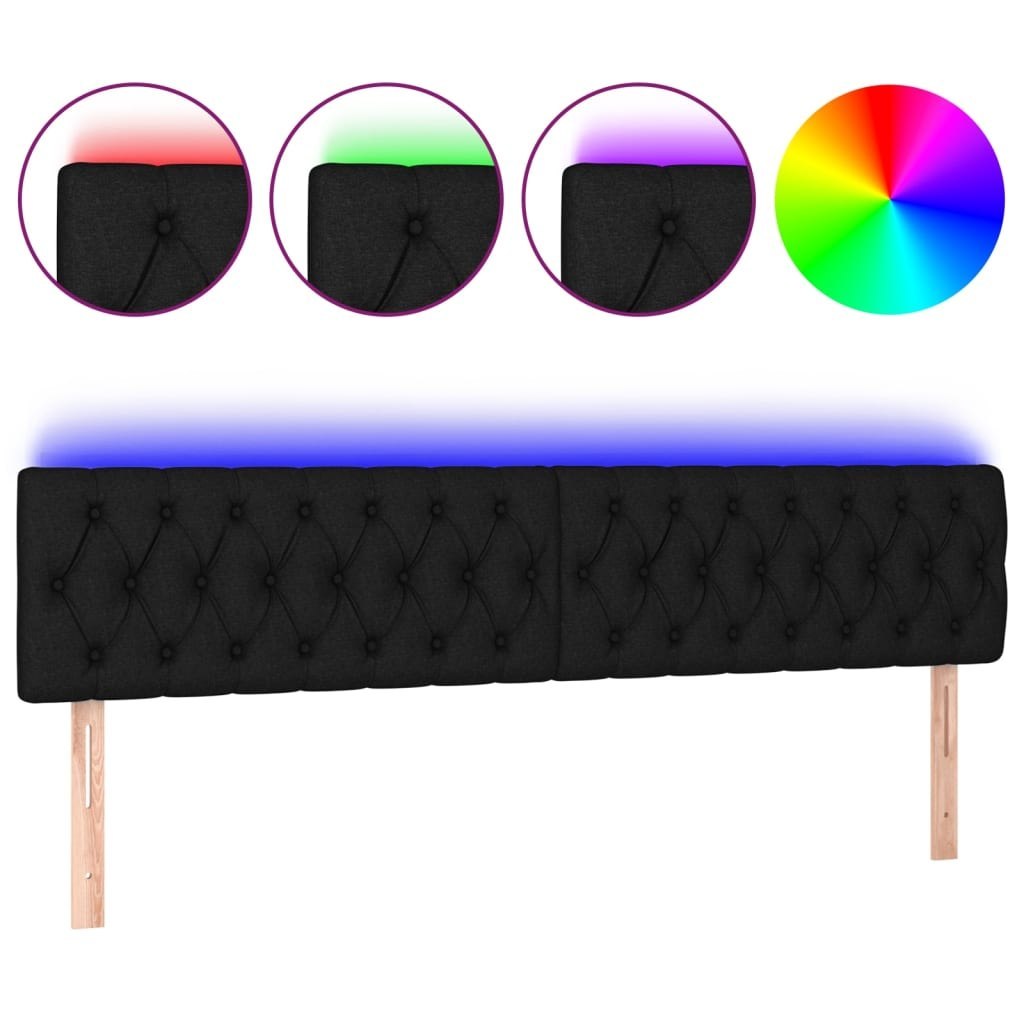 Zagłówek do łóżka z LED, czarny, 180x7x78/88 cm, tkanina Lumarko!