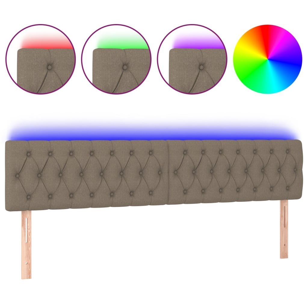 Zagłówek do łóżka z LED, taupe, 180x7x78/88 cm, tkanina Lumarko!