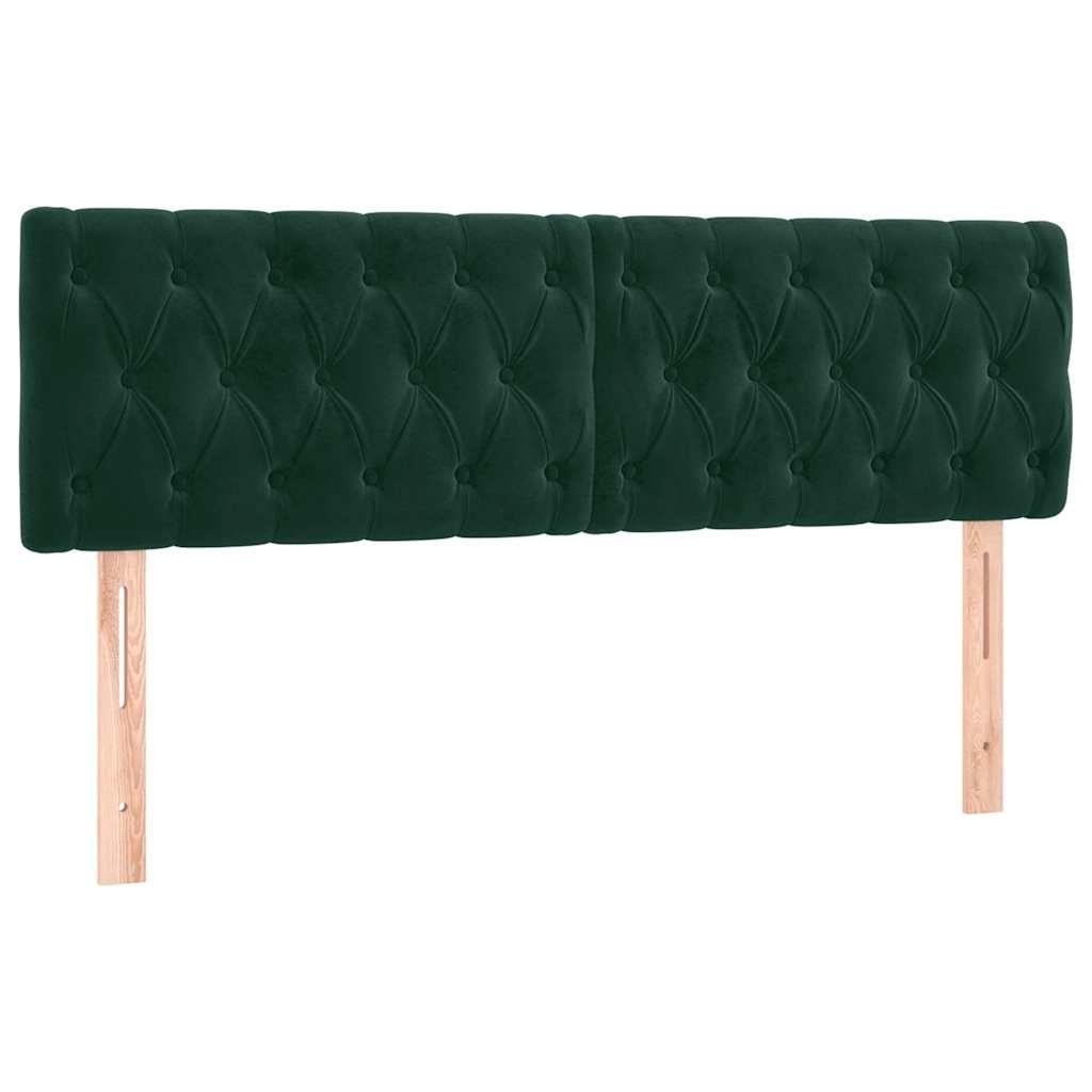 Zagłówek do łóżka z LED, ciemnozielony, 144x7x78/88 cm, aksamit Lumarko!