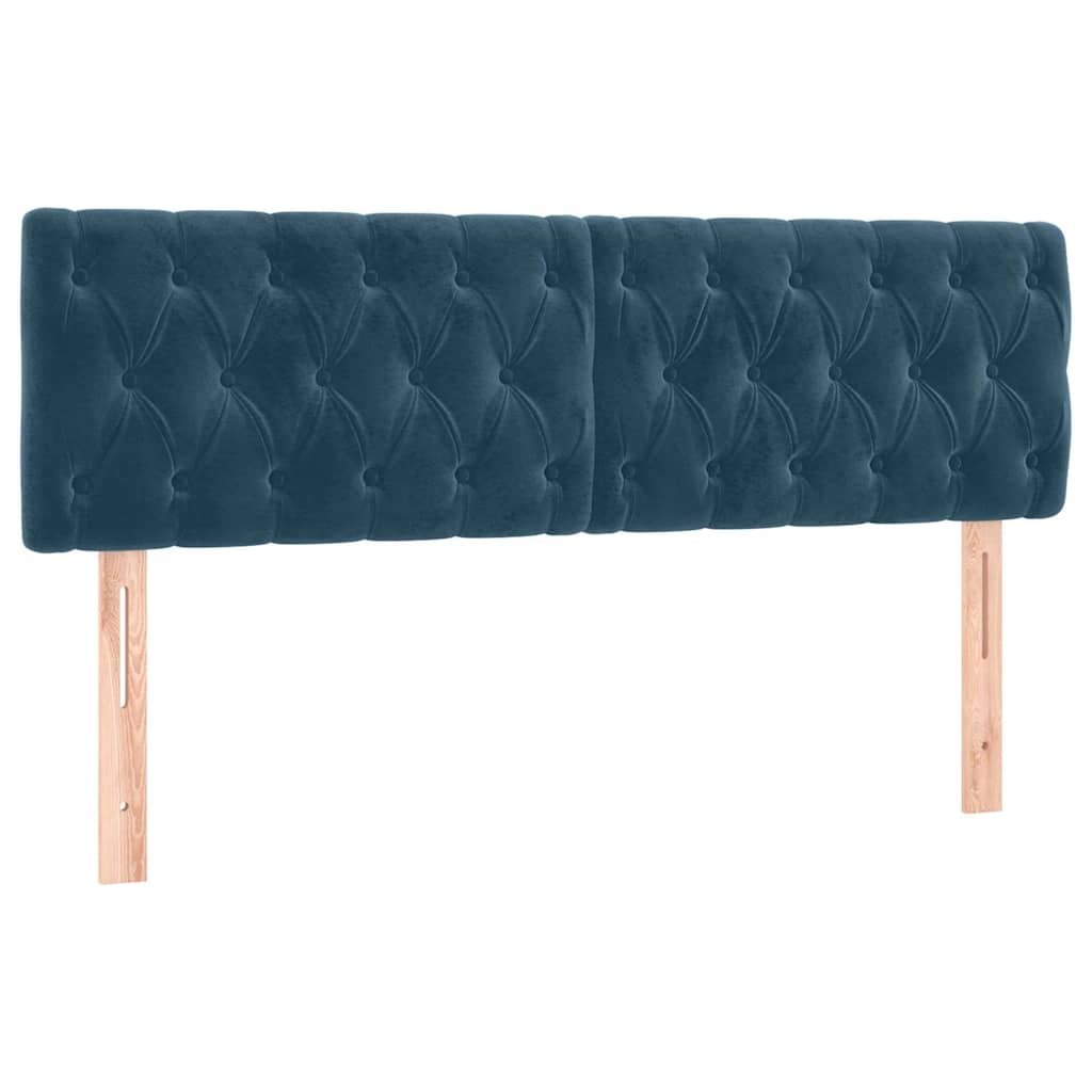 Zagłówek do łóżka z LED, ciemnoniebieski 144x7x78/88cm, aksamit Lumarko!