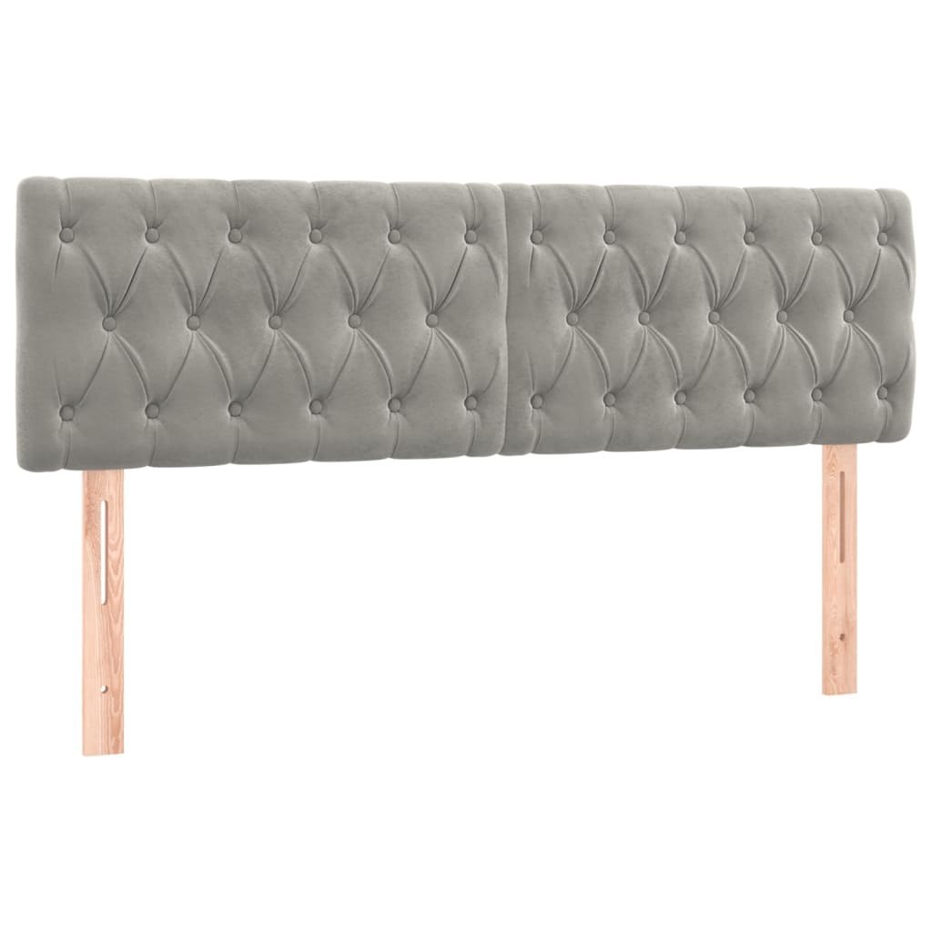 Zagłówek do łóżka z LED, jasnoszary, 160x7x78/88 cm, aksamit Lumarko!