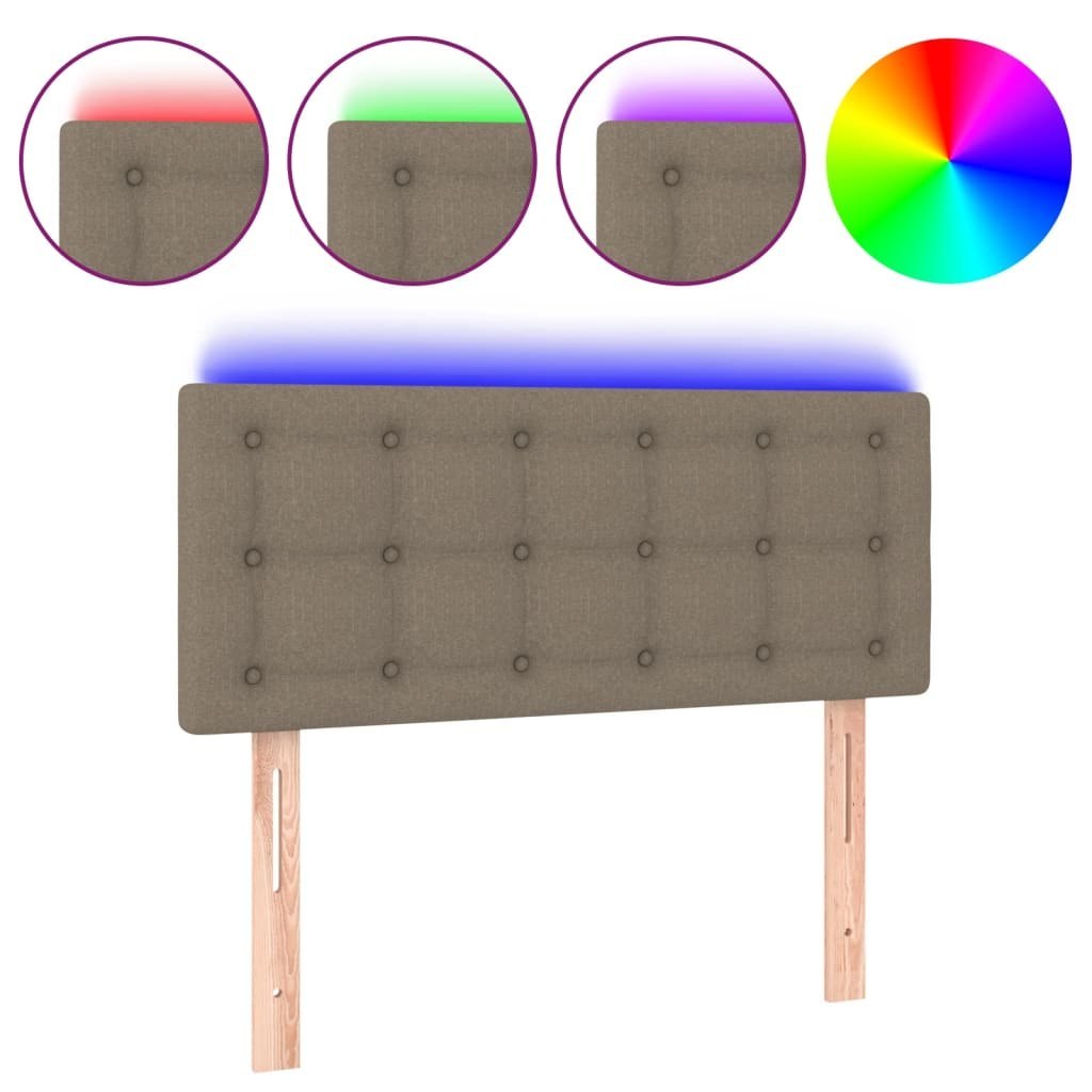 Zagłówek do łóżka z LED, taupe, 100x5x78/88 cm, tkanina Lumarko!