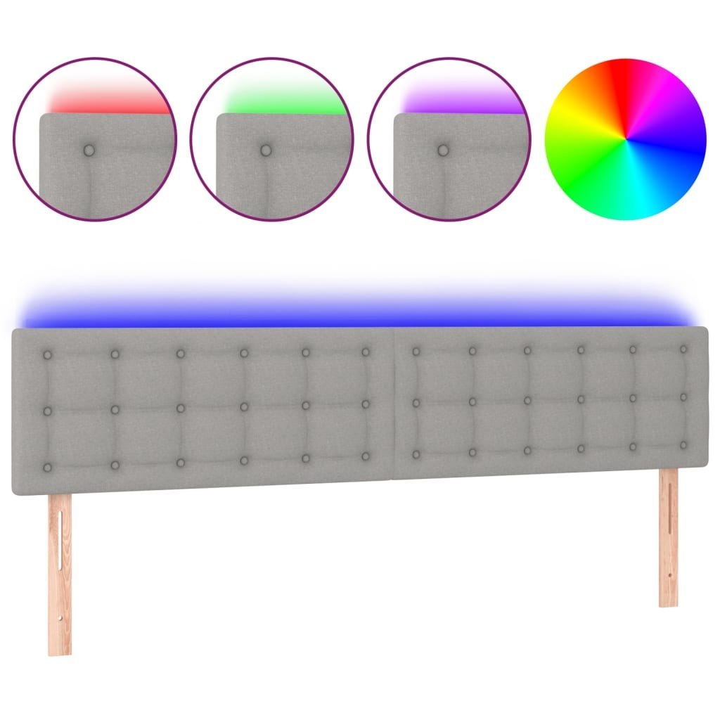 Zagłówek do łóżka z LED, jasnoszary, 160x5x78/88 cm, tkanina Lumarko!