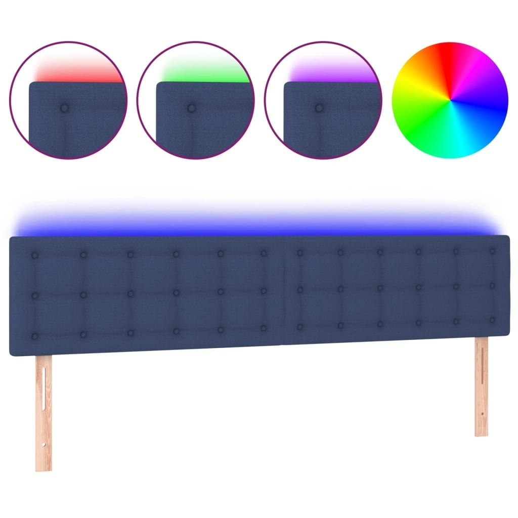 Zagłówek do łóżka z LED, niebieski, 160x5x78/88 cm, tkanina Lumarko!