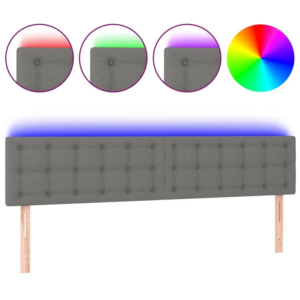 Zagłówek do łóżka z LED, ciemnoszary, 180x5x78/88 cm, tkanina Lumarko!